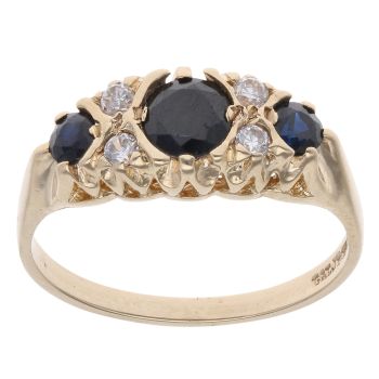 9ct Yellow Gold Cubic Zirconia and Sapphire Dress Ring
