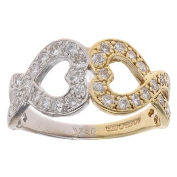 18ct Yellow And White Gold 0.65ct Brilliant Cut Diamond Heart Ring