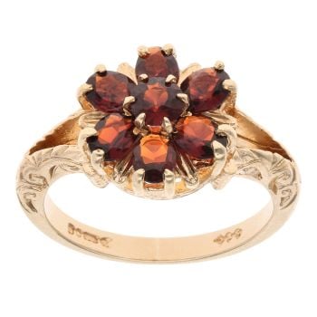 9ct Yellow Gold Garnet Cluster Ring