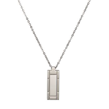 Stainless Steel Matte and Polished Bar Pendant And Chain