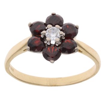 18ct Yellow Gold 0.10ct Diamond And Garnet Ring