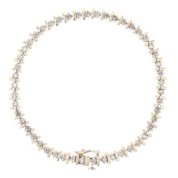 9ct Yellow Gold 2.00ct Brilliant Cut Diamond Bracelet 7.5"