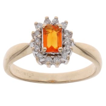 9ct Yellow Gold 0.15ct Diamond and Citrine Cluster Ring