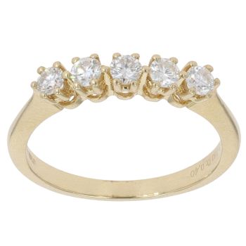 18ct Yellow Gold 0.40ct Diamond Five Stone Ring