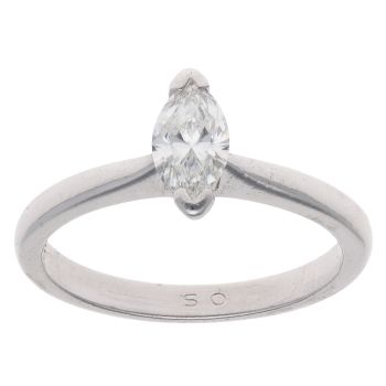 Platinum 0.50ct Marquise Cut Diamond Solitaire Ring