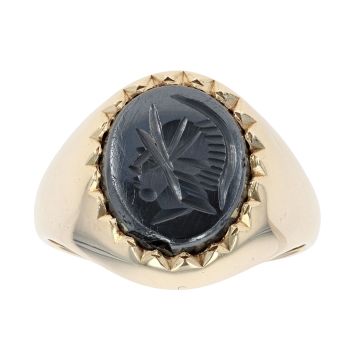 9ct Yellow Gold Hematite Centurion Signet Ring