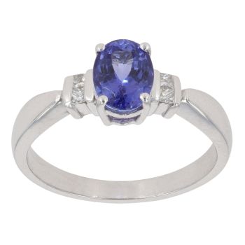 18ct White Gold 0.10ct Diamond and Tanzanite Dress Ring