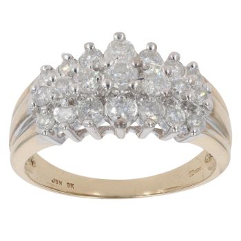 9ct Yellow Gold 1.00ct Brilliant Cut Diamond Cluster Ring