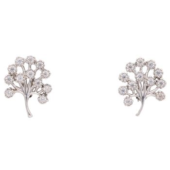 Silver Cubic Zirconia Tree Earrings by Icesia
