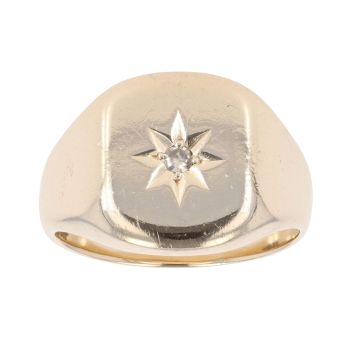 9ct Yellow Gold 0.05ct Diamond Signet Ring