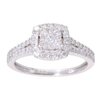 9ct White Gold 0.50ct Diamond Cluster Ring
