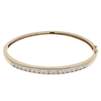 9ct Yellow Gold Cubic Zirconia Hinged Bangle
