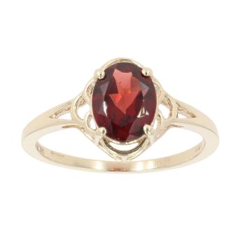 9ct Yellow Gold Single Stone Garnet Ring