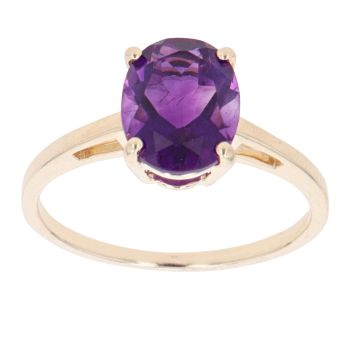 9ct Yellow Gold Amethyst Solitaire Ring
