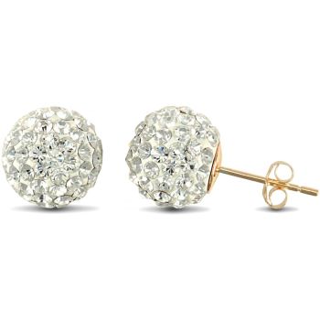9ct Yellow Gold Crystal Ball Stud Earrings