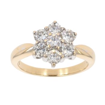 18ct Yellow Gold 1.00ct Diamond Cluster Ring