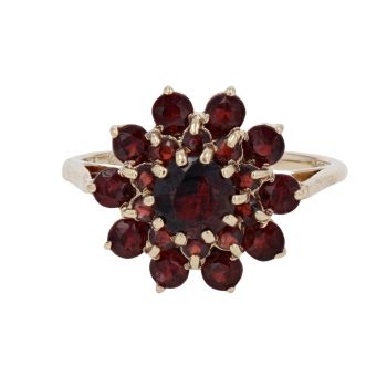 9ct Yellow Gold Garnet Cluster Ring