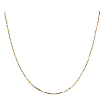 9ct Yellow and White Gold Beaded Chain 16"