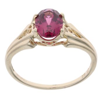 9ct Yellow Gold Purple Garnet Single Stone Ring