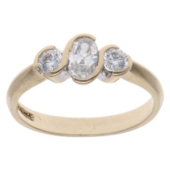 9ct Yellow Gold Cubic Zirconia Three Stone Ring
