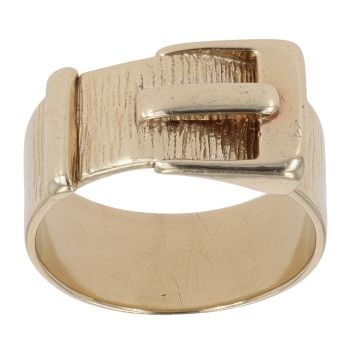 9ct Yellow Gold Patterned Buckle Ring