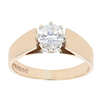 9ct Yellow Gold Cubic Zirconia Solitaire Ring