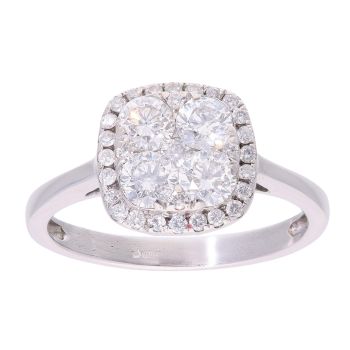 18ct White Gold 1.00ct Diamond Cluster Ring