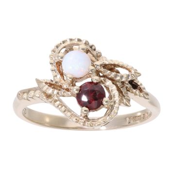 9ct Yellow Gold Opal and Garnet Dress Ring