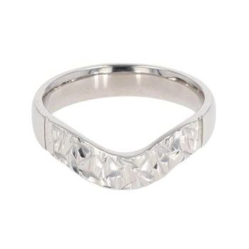 18ct White Gold Patterned Wishbone Ring