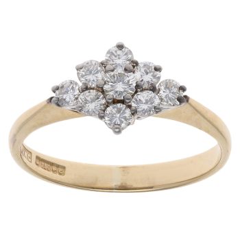 18ct Yellow Gold 0.33ct Brilliant Cut Diamond Cluster Ring