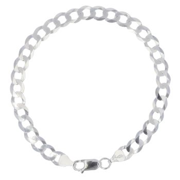 Silver Flat Curb Bracelet 8" By Icesia