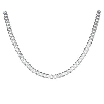 Silver Flat Curb Chain 20" By Icesia Gents