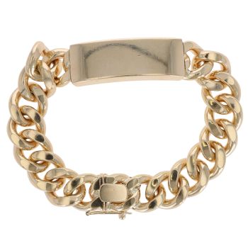 9ct Yellow Gold ID Curb Bracelet 8"