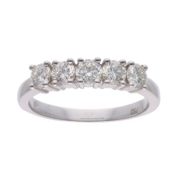 18ct White Gold 0.75ct Diamond Five Stone Ring
