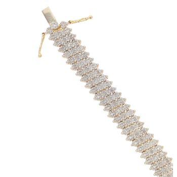 9ct Yellow Gold 2.00ct Brilliant Cut Diamond Three Row Bracelet 7"
