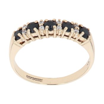 9ct Yellow Gold Sapphire And Cubic Zirconia Ring