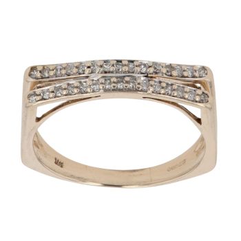 9ct Yellow Gold 0.20ct Diamond Two Row Fancy Ring
