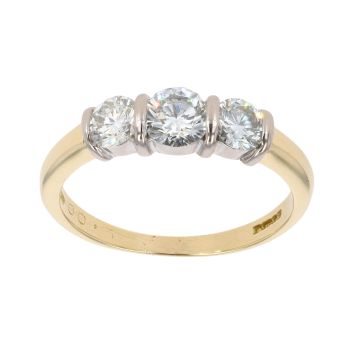 18ct Yellow Gold 1.00ct Brilliant Cut Diamond Trilogy Ring