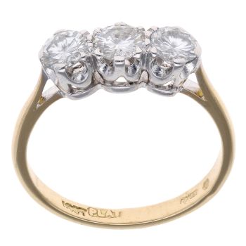 18ct Yellow Gold 0.90ct Diamond Trilogy Ring