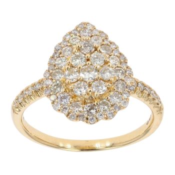 18ct Yellow Gold 1.05ct Diamond Cluster Pear Ring by Anya Belle
