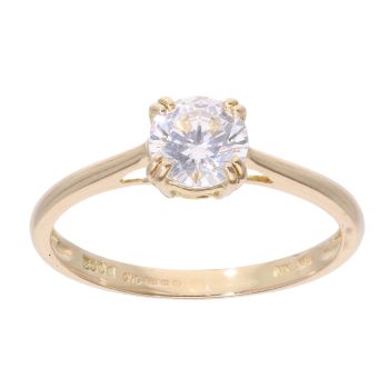 18ct Yellow Gold Single Stone Cubic Zirconia Ring