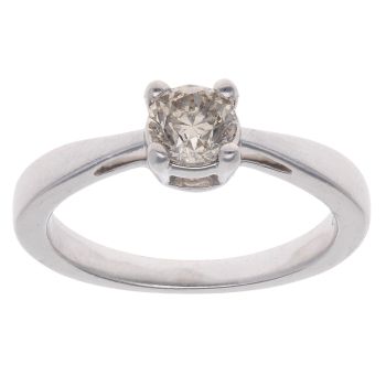 9ct White Gold 0.50ct Tinted Brilliant Cut Diamond Solitaire Ring