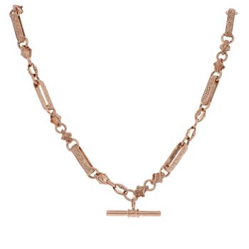 9ct Rose Gold Fancy T-Bar Chain 24"
