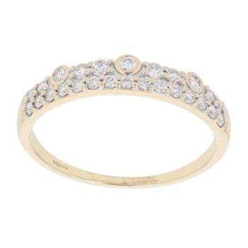 9ct Yellow Gold 0.33ct Brilliant Cut Diamond Two Row Ring