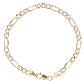 9ct Yellow and White Gold Diamond Cut Figaro Bracelet 7"