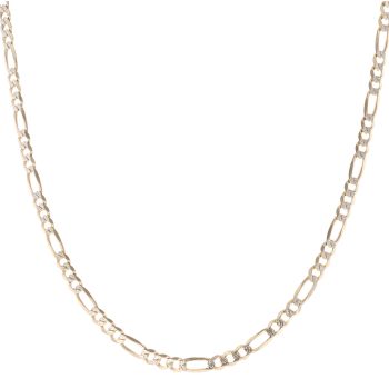 9ct Yellow and White Gold Diamond Cut Figaro Chain 18"