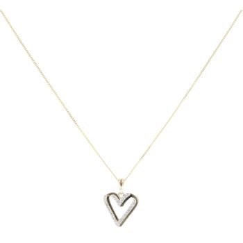 9ct Yellow Gold 0.15ct Diamond Heart Pendant And Chain 18"