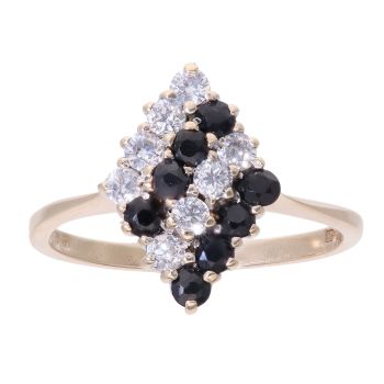 9ct Yellow Gold Sapphire And Cubic Zirconia Stone Set Ring