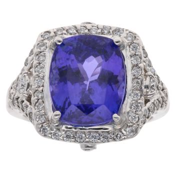 18ct White Gold 0.75ct Diamond And Tanzanite Cluster Ring