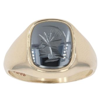 9ct Yellow Gold Hematite Centurion Signet Ring